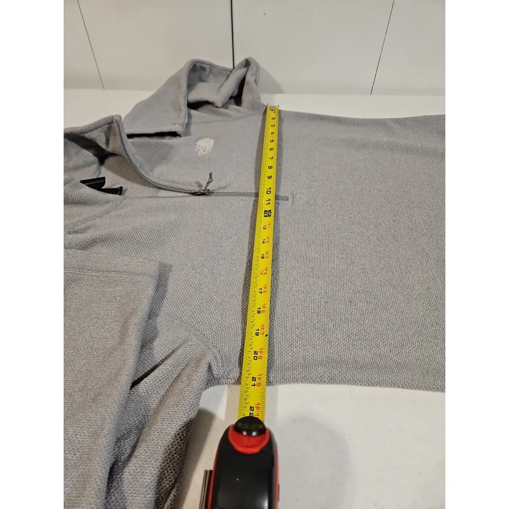 The North Face 1/4 Zip Fleece Pullover Mens Medium Gray Waffle Knit Jacket (1749